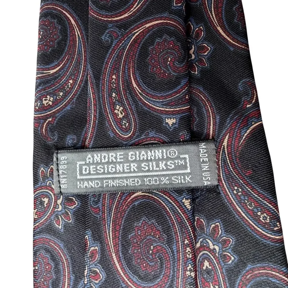 Andre Gianni Designer Silks Tie Rich Traditional Paisley Vtg